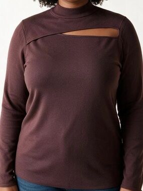 Chocolate Brown Long Sleeve Peep Hole sweater